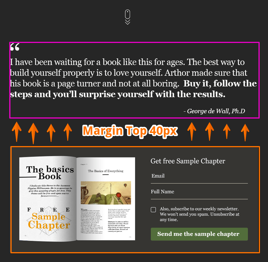 Demonstration of margin top