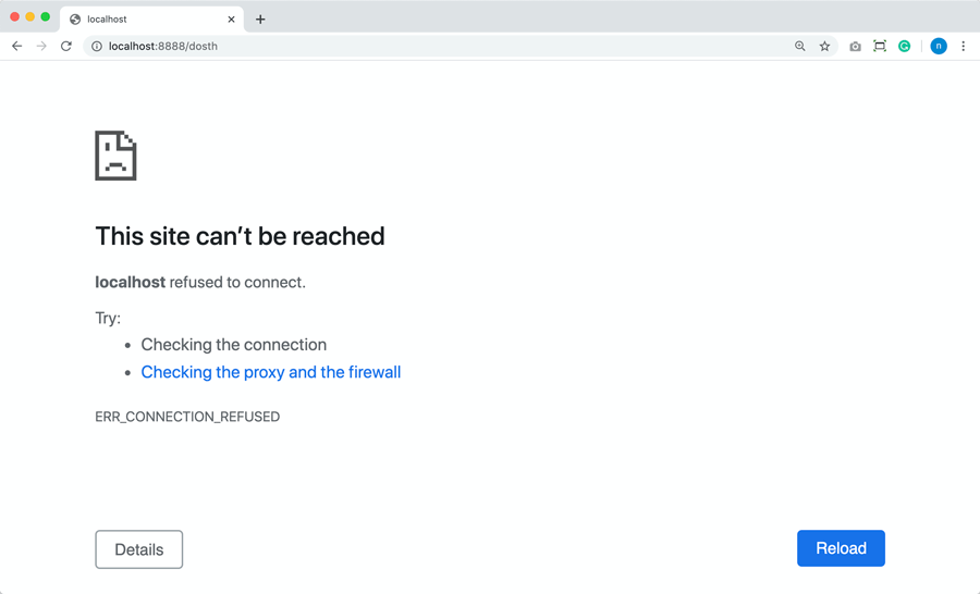 Localhost refused to connect