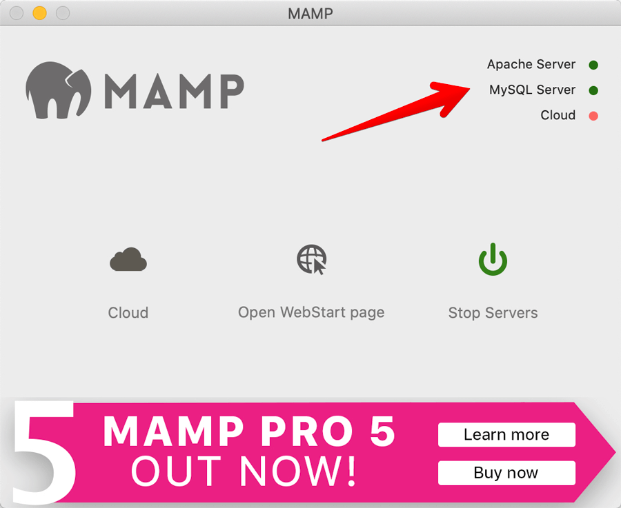 MAMP server started