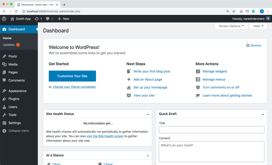 WordPress Admin Dashboard