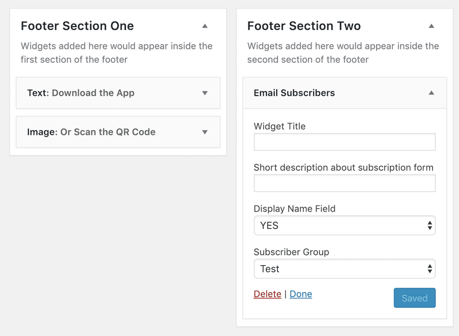 Email Form widget settings