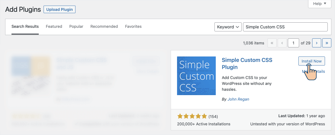 Installing Simple Custom CSS plugin